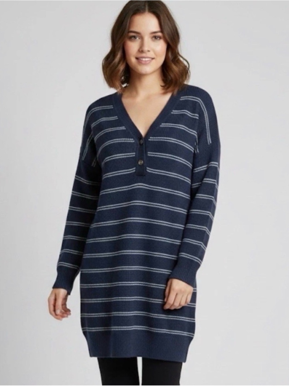 NWT Prana Milano Henley Dress in Nautical Stripe Size Large